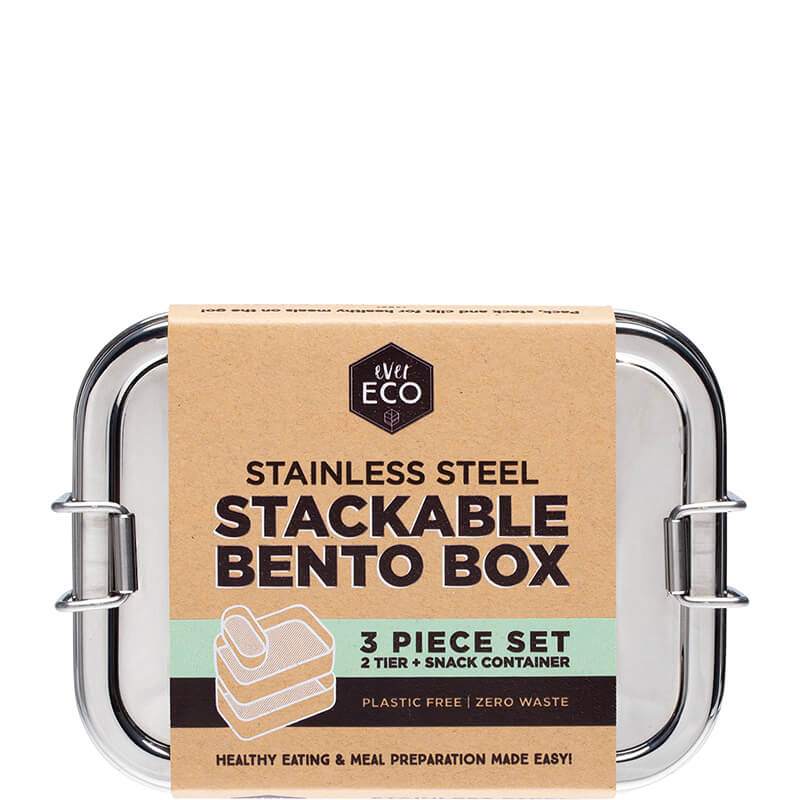 Ever Eco Stackable Stainless Steel Bento Box - 2 Tier + Mini Container - Image 3