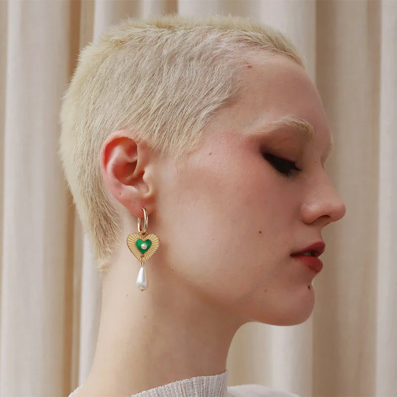 Wolf & Moon Robyn Drop Heart Hoops - Image 2